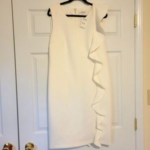 White Calvin Klein Ruffle Dress